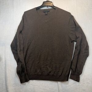 Newton Trading Co. Sweater Mens Size Large Brown V-Neck Cashmere Blend Academia